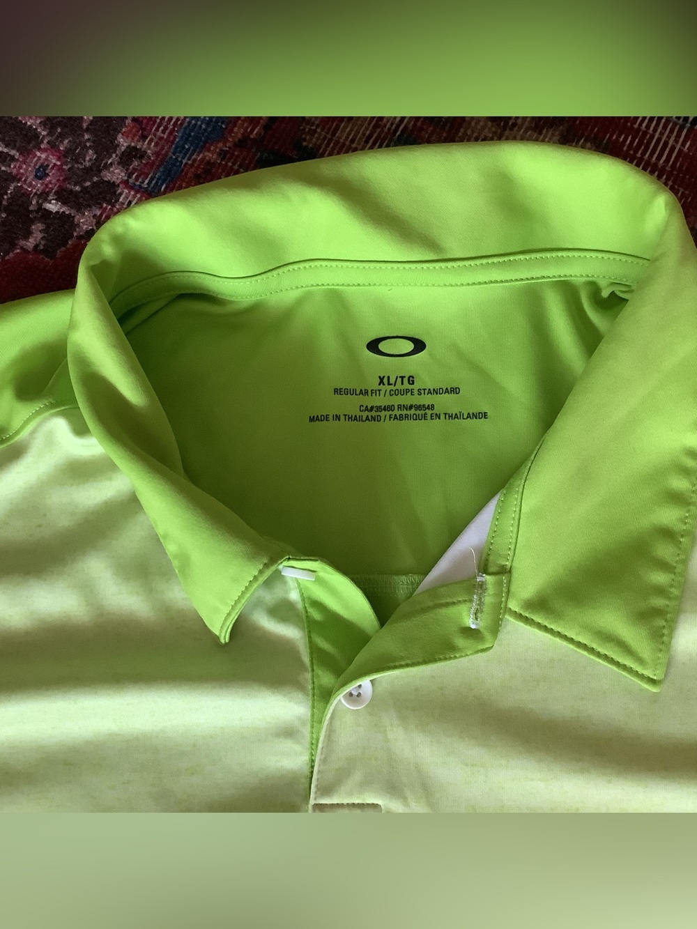 Oakley Golf Polo Shirt Green/White Stripe Performance - Men's XL - Picture 3 of 6
